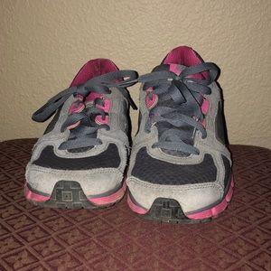 Pink and Gray Nike shoes